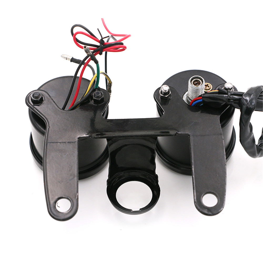 Odometer Universal Motorcycle Mechanical Speedometer DC 12V Dual Instrument Electronics Tachometer Guage for Honda Cg125 GN125