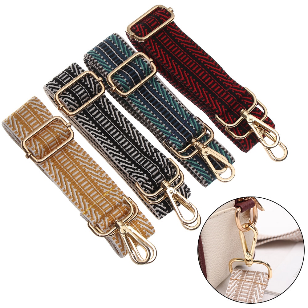 Women Colored Nylon Bags Belt Straps For Bags Rainbow Adjustable Shoulder Hanger Handbag Strap Decorative Chain Bag Accessories