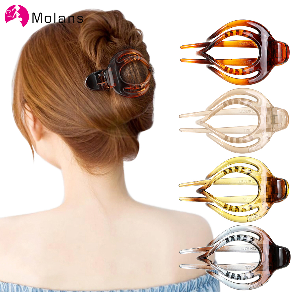 Molans Transparent Solid Color Hairpins Duckbill Hair Claws Crab For Women Hair Clips Barrettes Ponytail Holder Hair Accessories