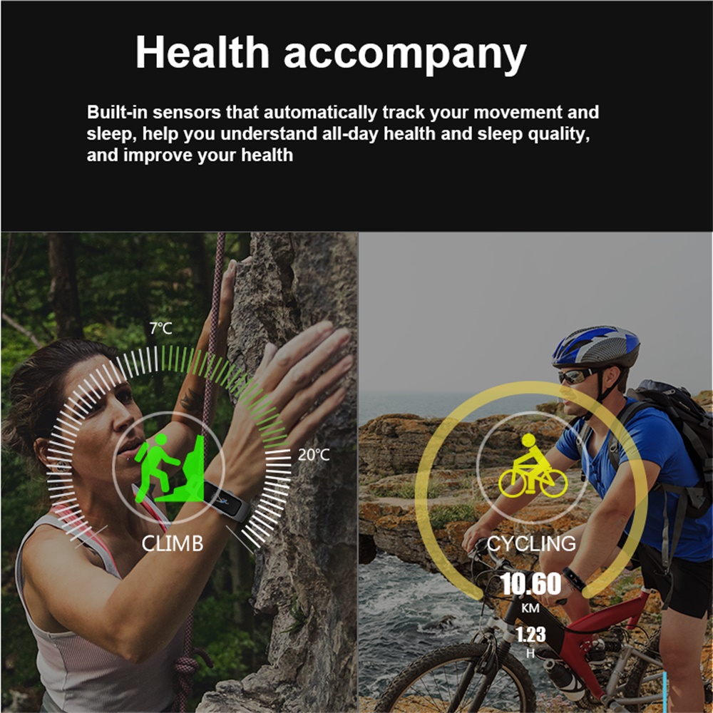Bracelet connecté Bluetooth BY51, 2 en 1, capteur d'activité physique avec suivi du rythme cardiaque/tension artérielle, 696