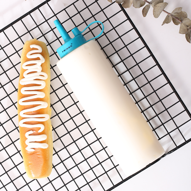 Aminno squeeze dispenser flaskor 400ml salladsdressing ketchup hälsosam pe plast kökskrydda verktyg