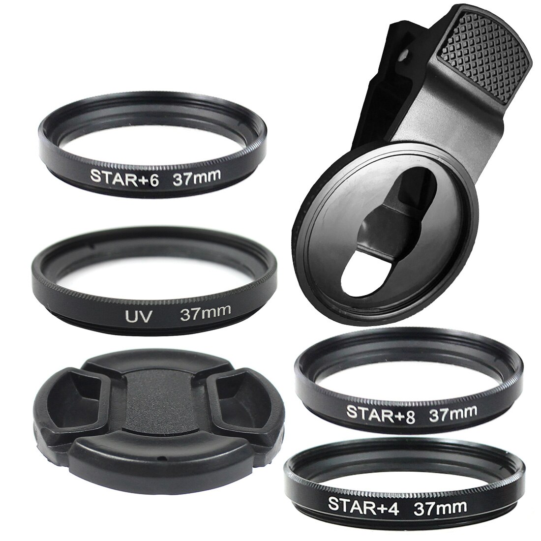 1x Smartphone Camera Lens Filter Set 37Mm Clip 15X 20X Groothoek Macro Nd Uv Ster Lijn Cpl Optische glas Voor Mobiele Mobiele Telefoon: Verticlal Clip SetB