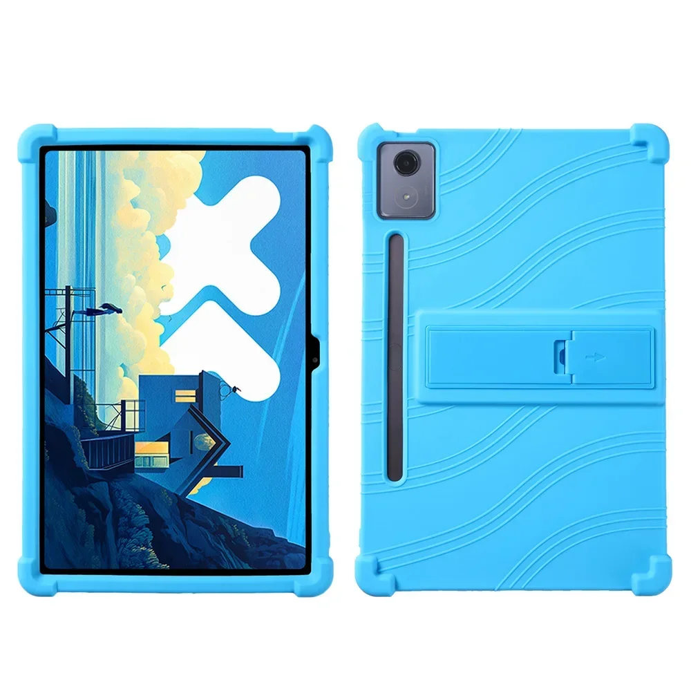Case voor Lenovo Xiaoxin Pad Pro 12.7 inch 2025 TB373FU TB375FC Tablet Kindvriendelijk Silicon Stand Cover Resistente Flexibele Cove: Sky Blue