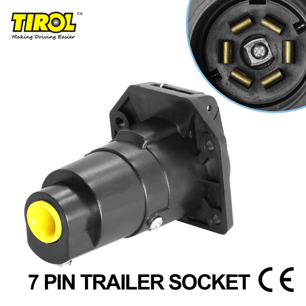 Tirol 7Pin TrailerSocket 7 Way Round Trailer Connector RV Light Plug Connector Female Tow bar Vehicle End T21848a