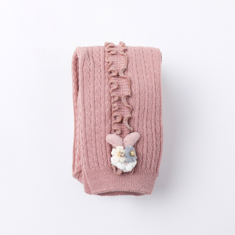 1 Uds lindo patrón de flor de bebé niña otoño medias de invierno cálido algodón medias bebé de estilo coreano chica medias: Rosa / 0-1Y