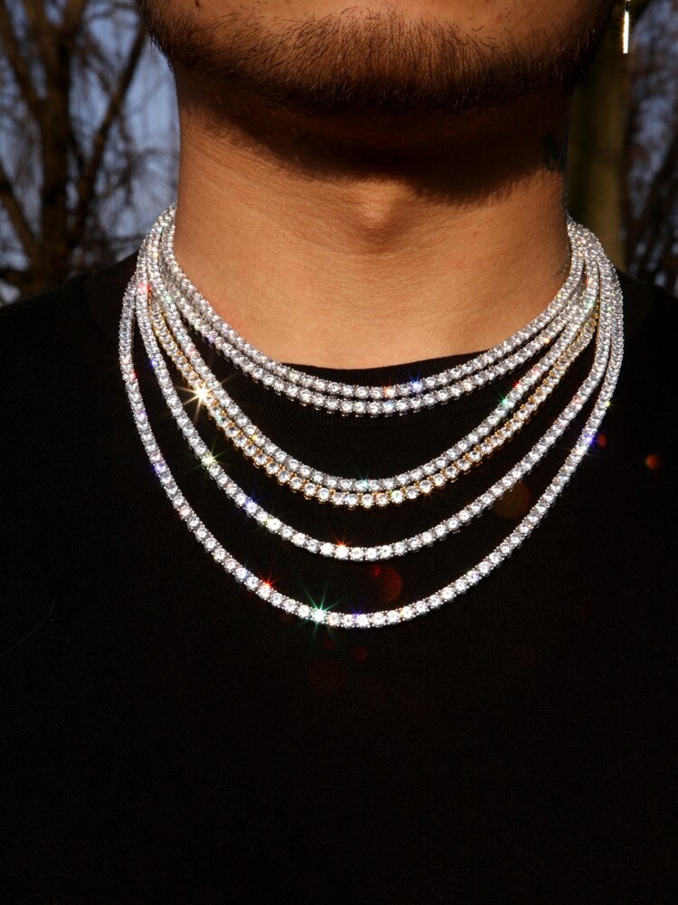3mm cz tennis kæde halskæde klassisk kæde match hip hop vedhæng 5a iced out bling mænd dreng hiphop smykker