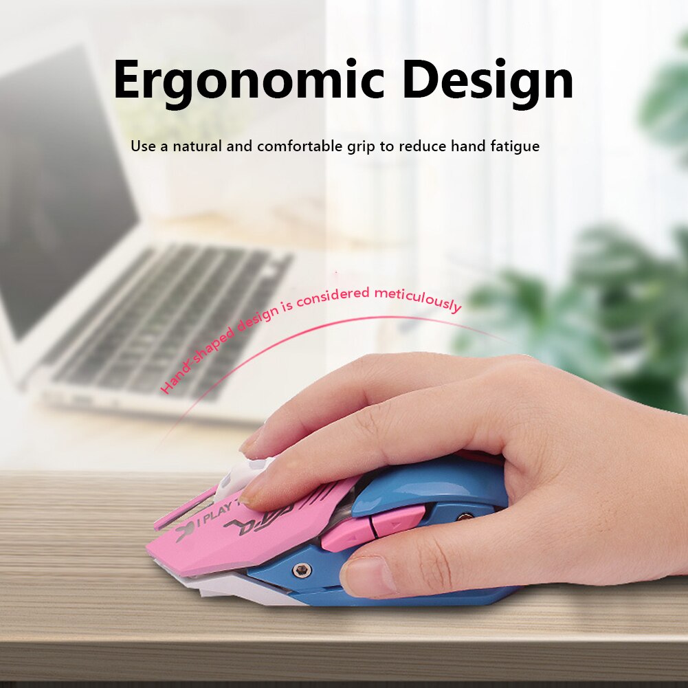 Wireless Gaming Mouse 6 Button 2400DPI Adjustable LED Backlight Gamer Mice Rechargeable Ergonomic Computer Mouse For PC Laptop