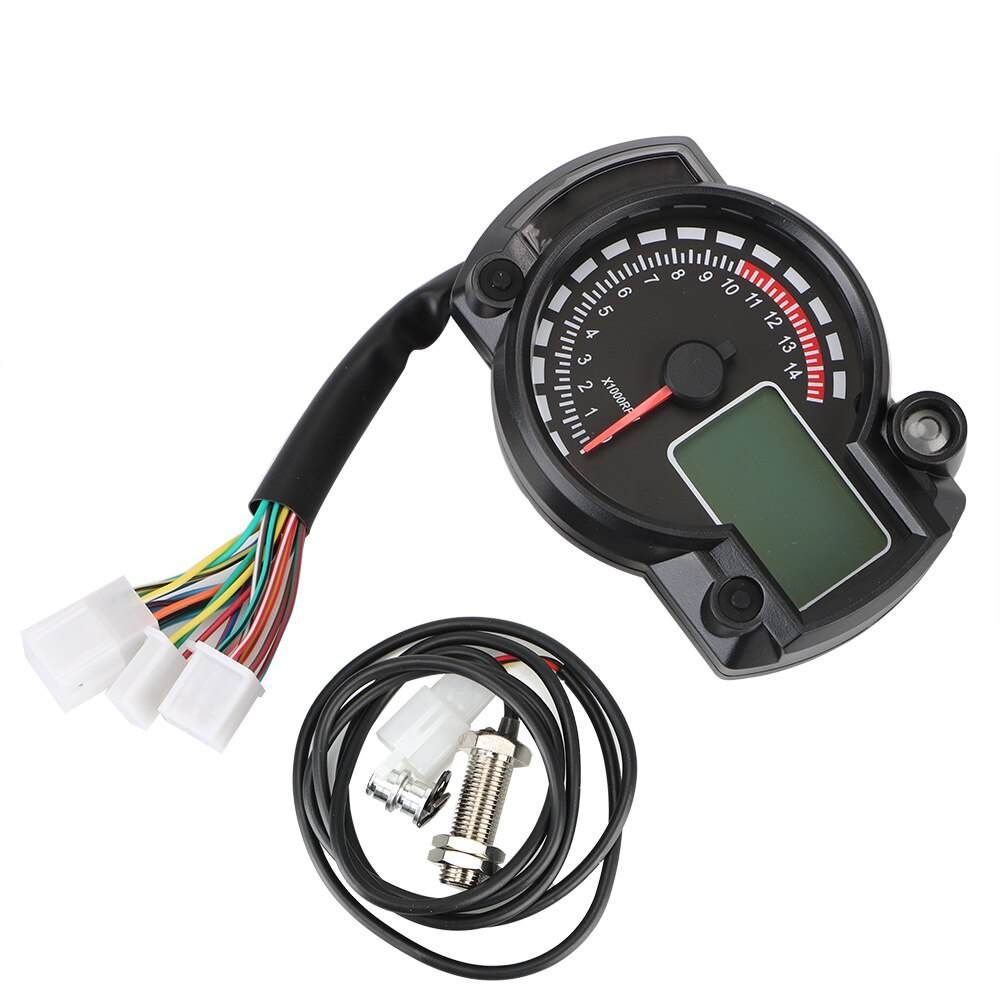 12V Universele Motorfiets Snelheidsmeter Met LED Signaallamp Cafe Racer Retro Kilometerteller
