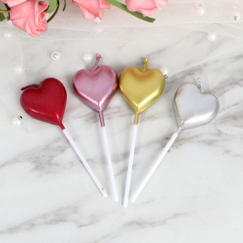 Kaars Liefde Hart Sticks Verjaardagstaart Decoratieve Kaarsen Cake Topper Decoraties Bruiloft Verjaardag Feestartikelen