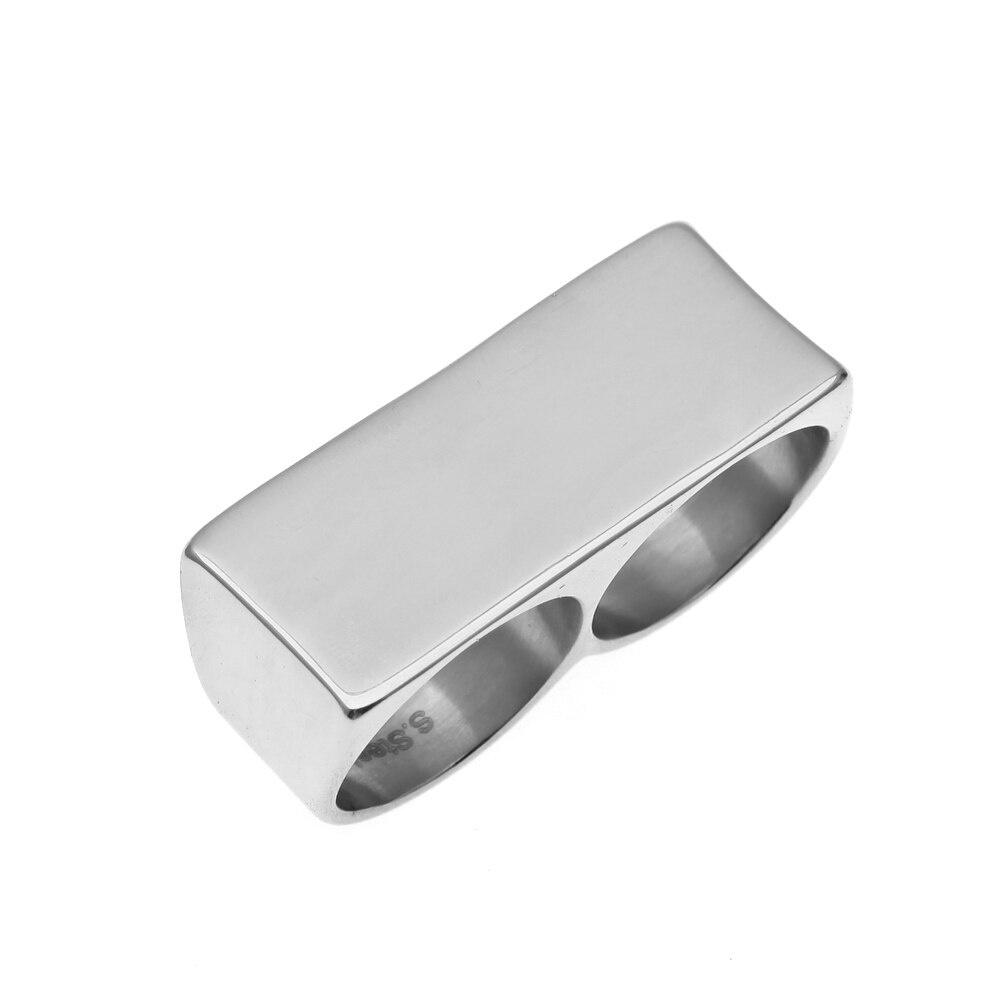 Permanent Color Protection Most Popular Steel Two Finger Rings Stainless Steel Men Punk Rings Man&amp;Women Party Cool Ring
