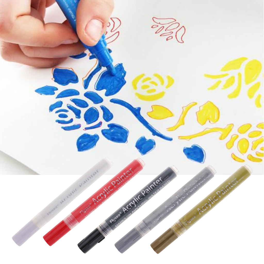 Waterproof Marker Paint Pens, Water Based Paint Marker, Writes on Almost Anything, 5 Colors Choose (141 x 12 mm)