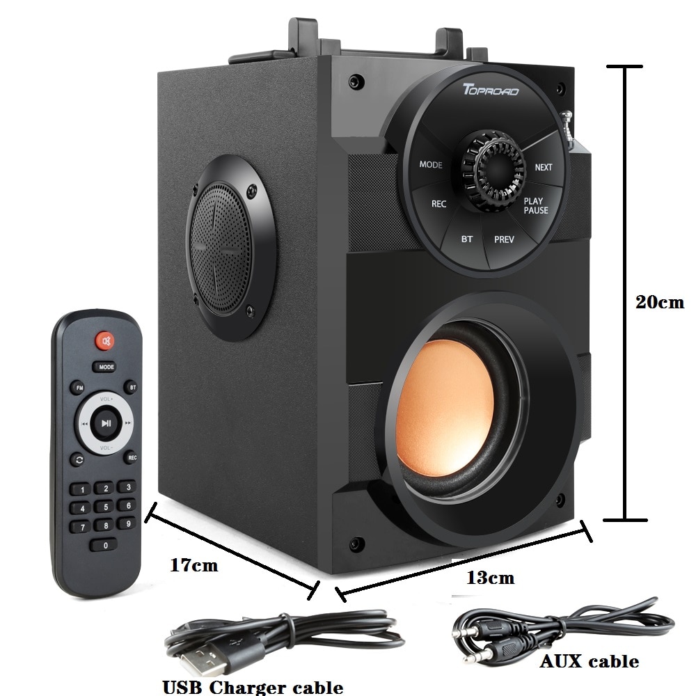 Altavoz Bluetooth TOPROAD portátil inalámbrico estéreo Subwoofer graves altavoces grandes columna soporte FM Radio TF AUX Control remoto USB