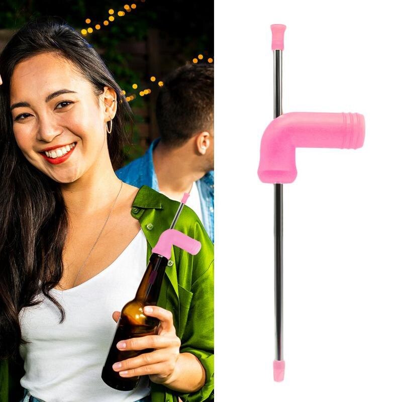 Beer Snorkel Double-Layer Beer Snorkel Bar Tools Straight Straw Style Beer Dispenser with Cleaning Brush