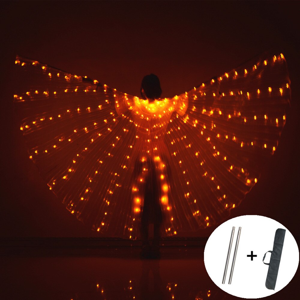 Alas LED para danza del vientre, alas de Isis para Halloween, accesorios, lámpara LED brillante, alas, accesorios para disfraces de danza del vientre, palos para adultos y niños
