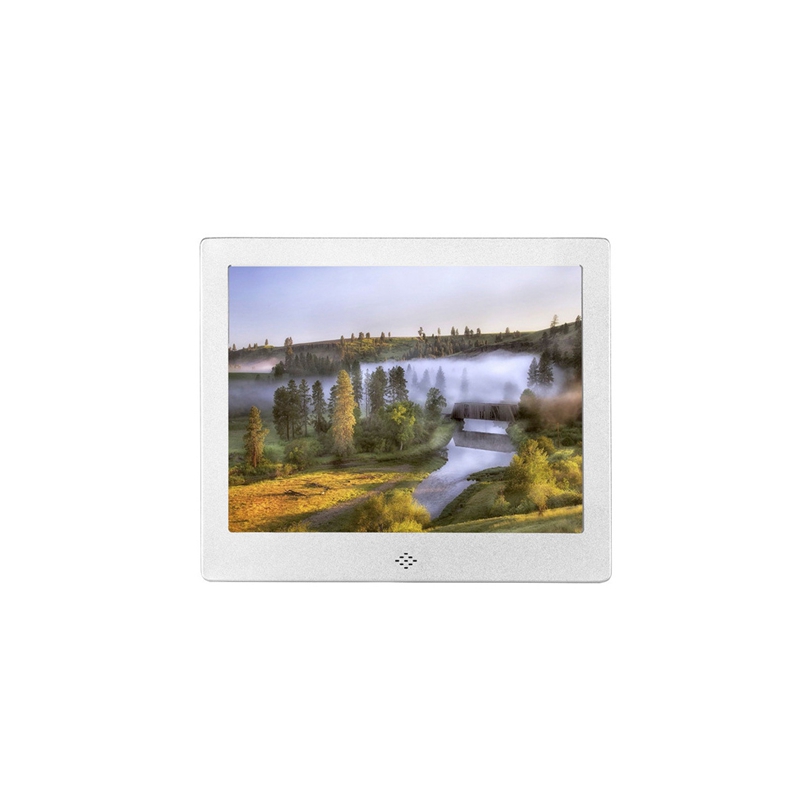 8 Inch Digitale Fotolijst Metalen Frame Hd 1024X768 Elektronische Fotolijst Met Afstandsbediening, Eu Plug: Silver