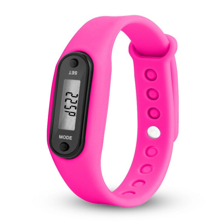 Newest Pedometer Sport Activity Tracker Step Counter Bracelet Band Sport Smart Wrist Watch Bracelet Display Fitness Step Tracker: rose red
