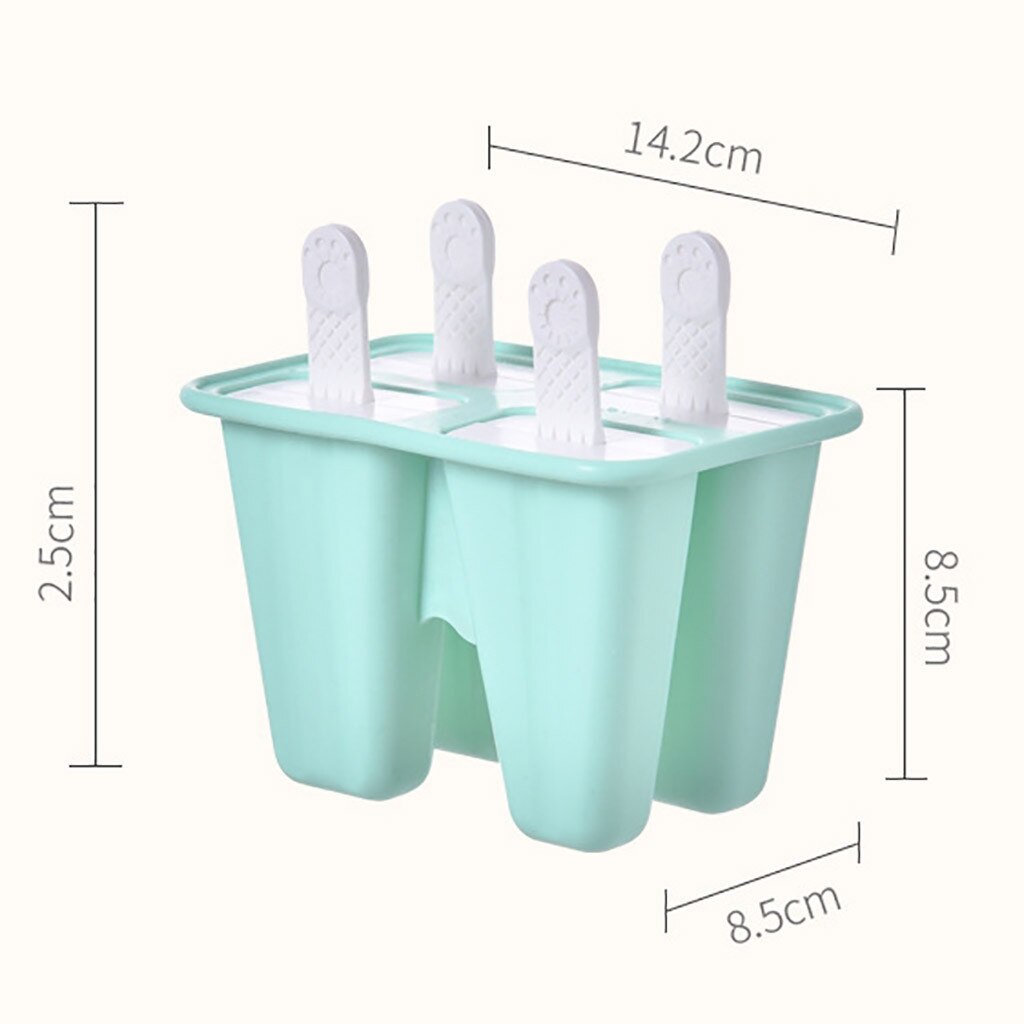Quatro grade molde de gelo criativo diy verão 20 ml silicone 4 buraco picolé molde moldes de gelo clássico bandejas moldes reutilizáveis