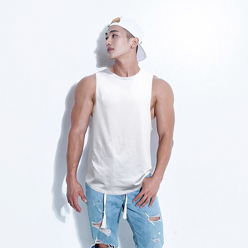 Neue Herren Bodybuilding Baumwolle Tank top Gym Fitness Weste Ärmelloses Shirt Sommer Plain Lässige Workout Kleidung: WHITE / XXL