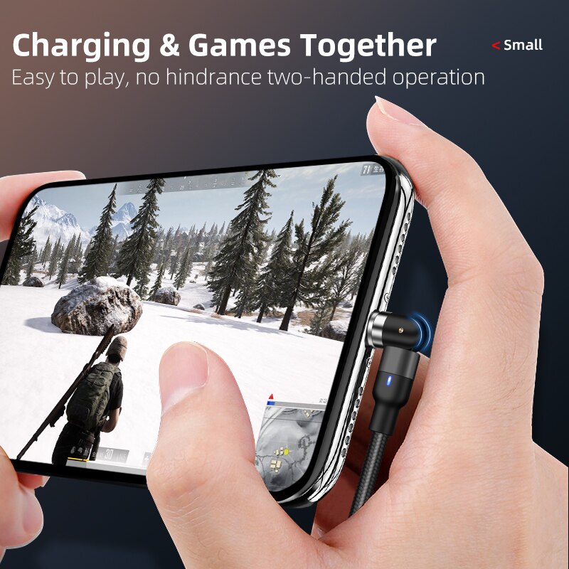 Verbessertes magnetisches schnellladekabel mit 3a micro-usb- und typ-c-anschlüssen für alle samsung- und iphone-modelle , 360+180 ° drehbar