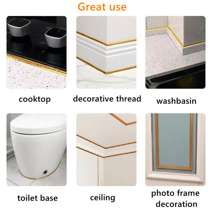 Nastro autoadesivo per spazi tra piastrelle da 6 m, cucina, bagno, resistente al muffa, impermeabile, bellissimo nastro per cucitura, parete, pavimento, linea per spazi vuoti
