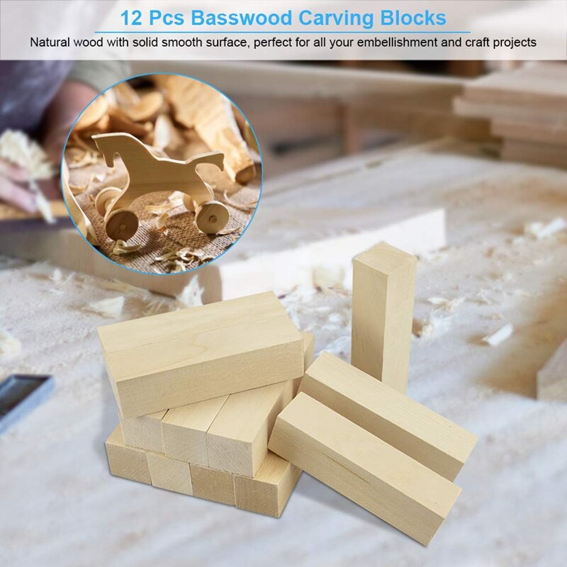 Whittling And Carving Wood Blocks Unfinished Wood Blocks Basswood Carving Blocks Soft Wood Set For Carving Beginners