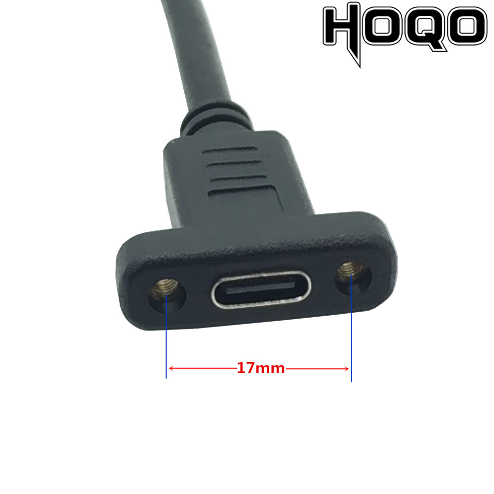 USB Typ C USB-C-Verlängerungskabel für Frontplattenmontage, USB 3.1 Datenvideokabel, Stecker auf Buchse, Verlängerungskabelanschluss mit Schraube