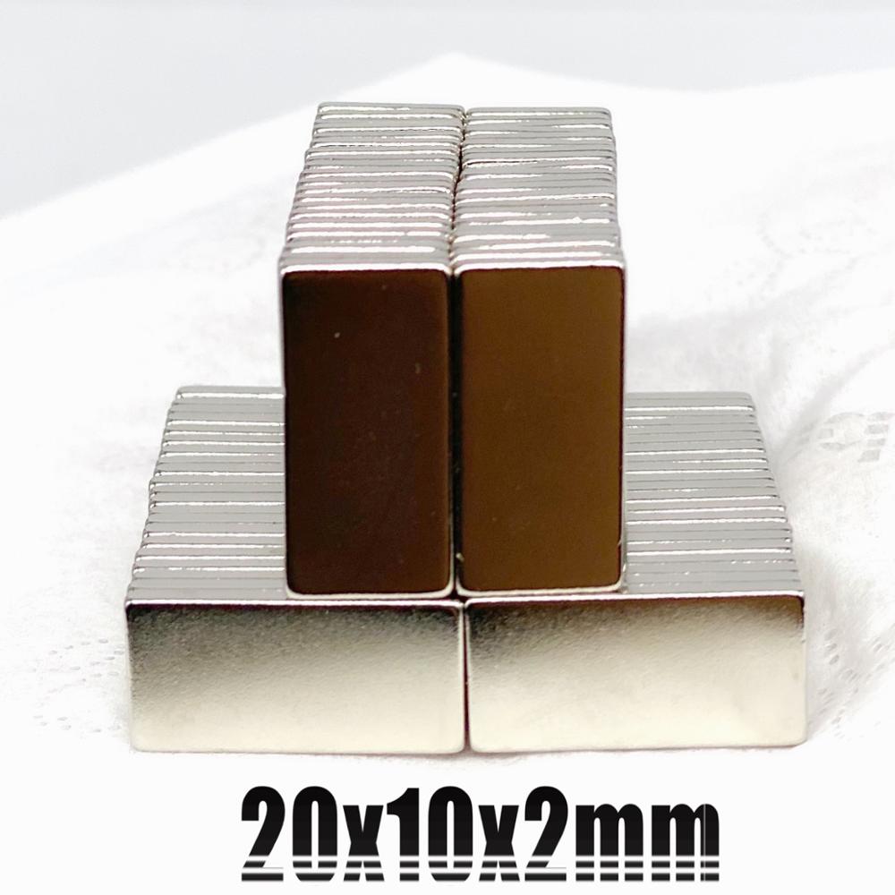 5/10//20/50Pcs 20X10X2 Neodymium Magneet 20 Mm X 10 Mm X 2 N35 Ndfeb Blok Super Krachtige Sterke Permanente Magneet