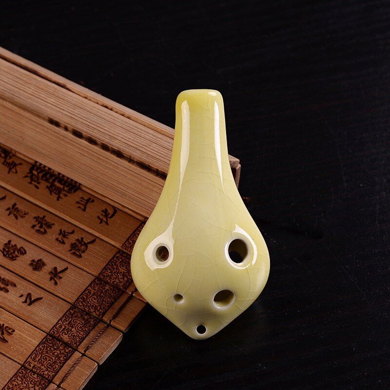 Ocarina diskant  sc 6 hullers langt rør ocarina studerende nybegynder ocarina musikinstrument til at sende musikbånd: Beige