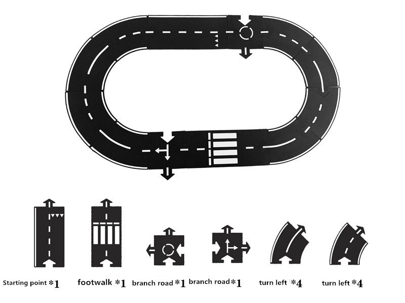 Diy Kids Puzzels Track Spelen Speelgoed Set Pvc Splicing Path Road Auto Puzzel Games Baby Tapijt Play Mat Educatief Leren speelgoed: A013-12pcs set