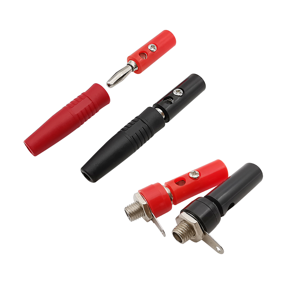 10 stück rot-schwarze 4mm- bananenstecker-lautsprecherkabelverbinder, vergoldet/vernickelt, 4mm bananenstecker (männlich/weiblich)