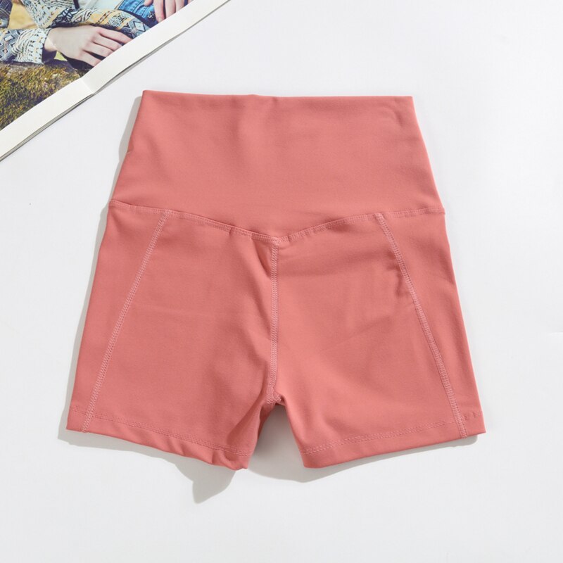 Heiße Frauen Casual Hohe Elastische Taille Engen Fitness Dünne Dünne Tanzen Shorts Einfarbig Übung Shorts Weibliche Mädchen Sommer Herbst: Pink / S