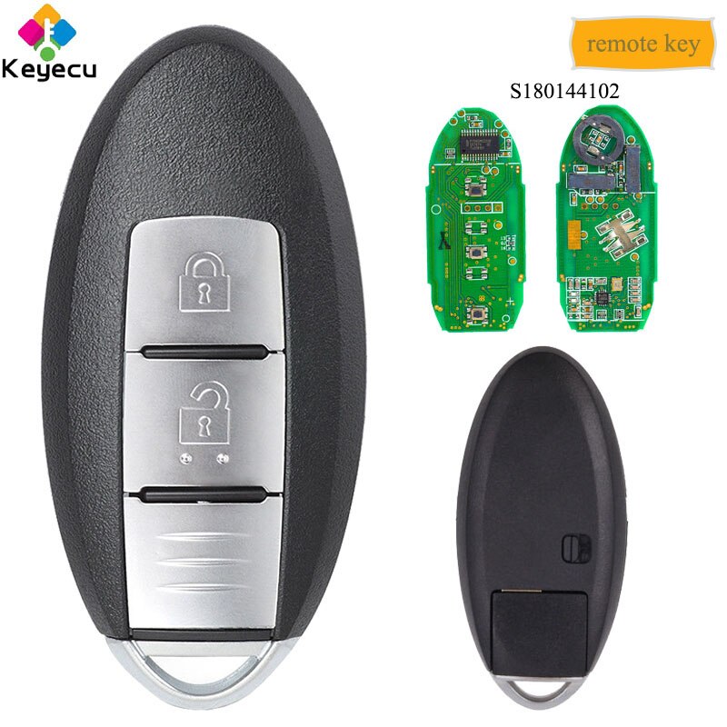 KEYECU – clé télécommande intelligente à 2 boutons, puce 433.92MHz et 4A, pour Nissan Qashqai 12 – Pulsar x-trail S180144102