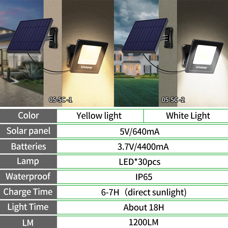 Intelamp Outdoor LED Spotlight Solar Street Wall Beveiligingsverlichting IP65 Waterdichte externe zonnelamp voor gangen Tuinveranda