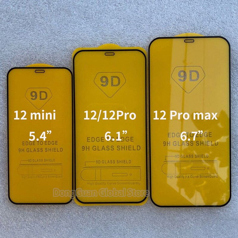 9D 3Pcs Tempered Glass For iPhone 11 12 Mini Pro Max Screen Protector For iPhone X Xr Xs Max 7 8 6S Plus SE2020 Full Cover Glass