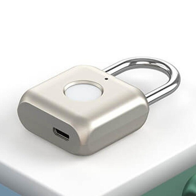 Xiaomi inteligente candado de huellas dactilares Kitty USB impermeable cerradura de huella digital electrónica hogar antirrobo caja de equipaje candado de seguridad: Gold