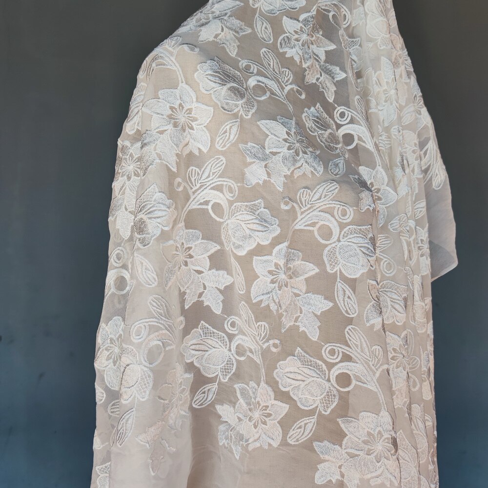 Ren silke aftenkjole bryllup 100%  silke fabirc hvid silke blonder chiffon broderi silke chiffon silke charmeuse