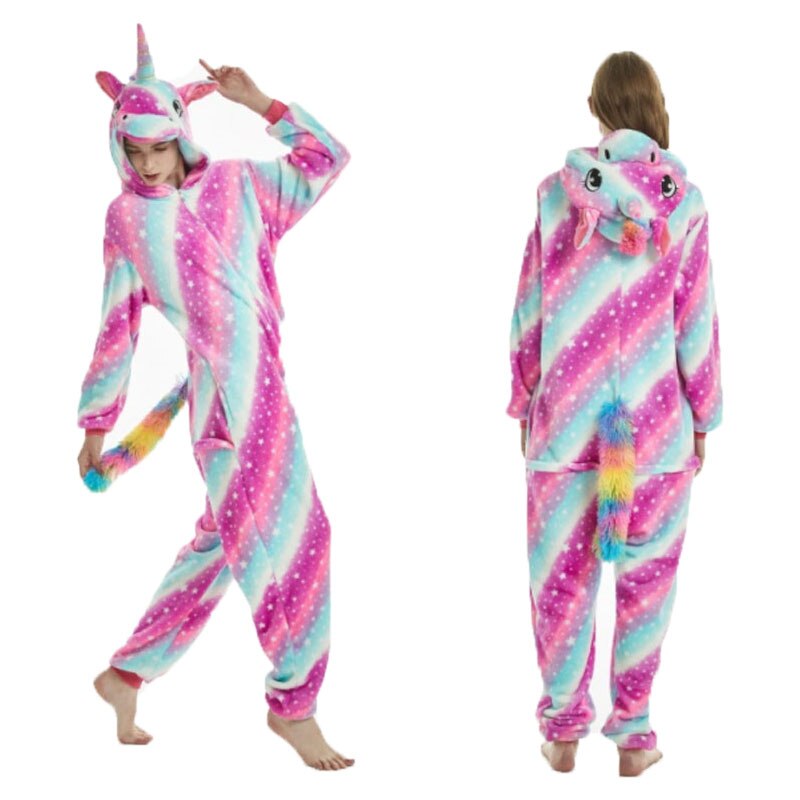 Herbst und Winter verdickt Ebene Karikatur einteiliges Pegasus einhorn Pyjama flanell haus kleid