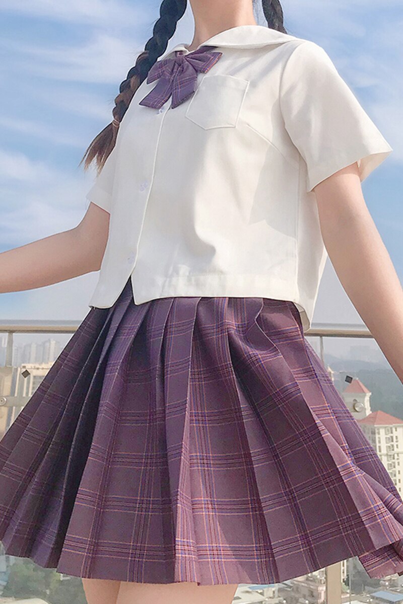 Studenten Jk Uniform Plaid Orthodoxe Basic Stijlvolle Pak Vrouwelijke Zomer Sailor Driedelig Pak Japanse School Uniform