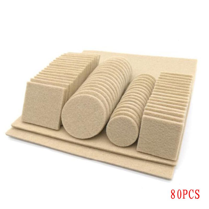 Set van 80/130 zelfklevende vilten vloerbeschermers voor meubels, stoelen, tafels en poten, anti-kras beschermpads: Beige 80
