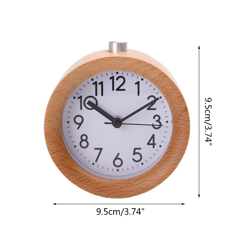 Round Wooden Desktop Alarm Clock with Night Light Simple Table Timing Equipment Digital Room Home Decor