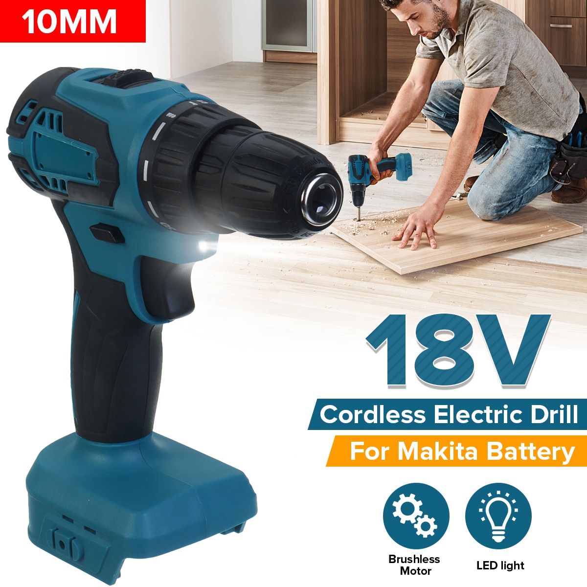 18V 21V Elektrische Draadloze Boor Schroevendraaier 90NM Koppel Boormachine Mini Handboor Draadloze Power Tool Voor Makita batterij