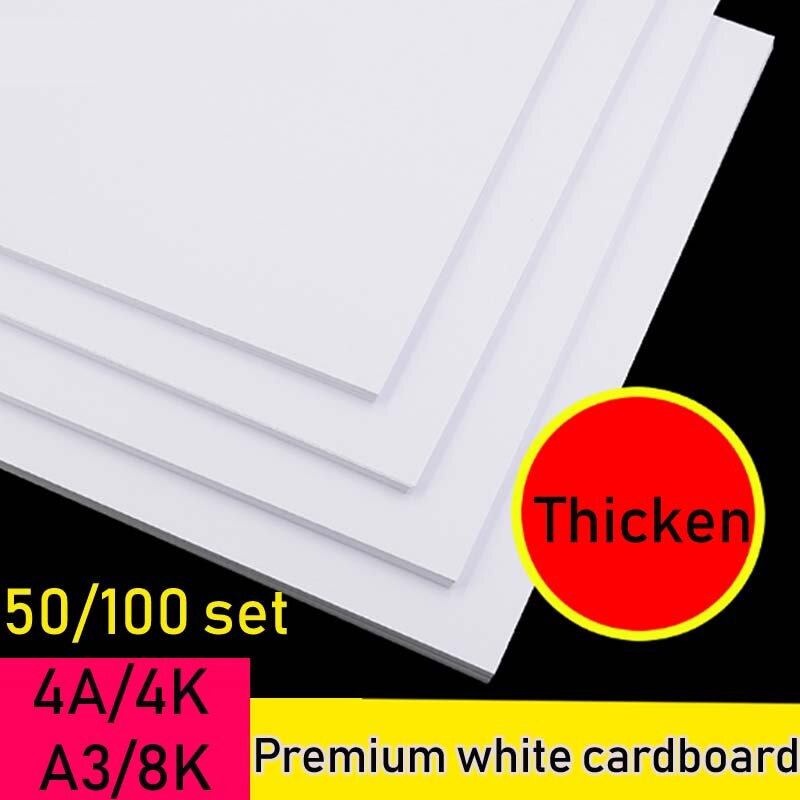 50 teile/los A3 A4 Weiß Kraft Papier DIY Karte, Der 120g 185g 240g 300g Handwerk Papier dicke Pappe karton