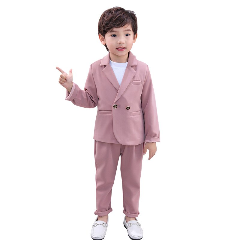 Costume de mariage pour enfants, ensemble 2 pièces, veste + pantalon, Blazer pour garçons de 3 à 10 ans: pink / 8T-140