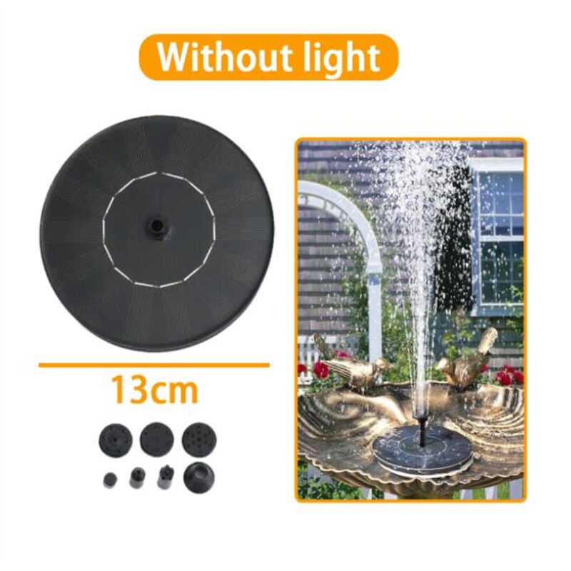 Floating Solar Fountain Garden Waterfall Fountain Pool Pond Bird Bath Solar Panel Powered Home Garden Fountain Decoration: 13 cm