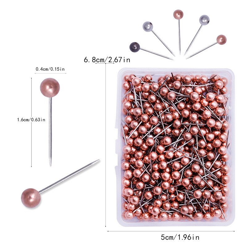 1000PCS 4MM Map Tacks Push Pins with Gold Round Head Steel Point for Bulletin Board Fabric Marking Push Pins with Box