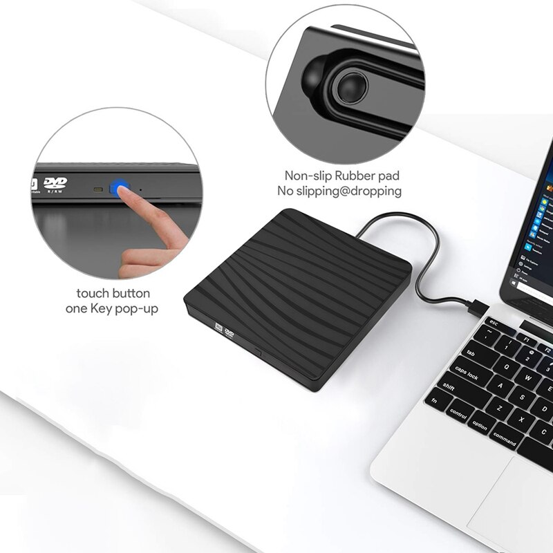 -extern cd dvd-enhet usb 3.0 dvd-spelare bärbar cd-enhet brännare för imac laptop mac desktop fönster