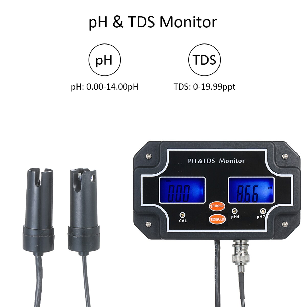 2 in 1 Wasser Tester pH/TDS Meter Wasserdicht Doppel Display Tester Schwarz Eu-stecker PH/TDS-2683