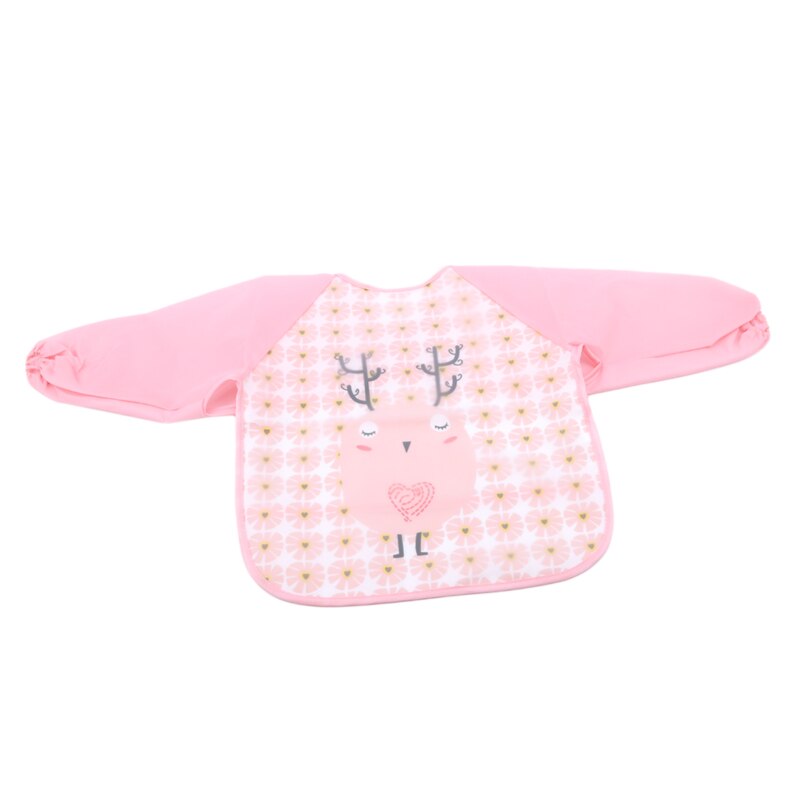 Waterproof Baby Infant Full Sleeve Bibs Cute Cartoon Animals Children Long Sleeve Apron Coverall Feeding Bibs: E
