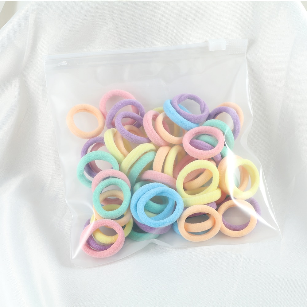 50 Stks/set Elastische Haarbanden Kinderen Meisjes Paardenstaart Houder Chouchou Rubber Band Hoofdband Haar Ties Candy Kleur Haaraccessoires