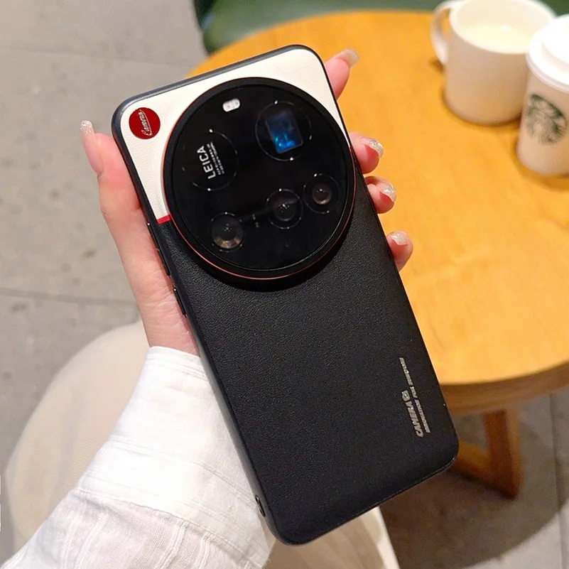 Para xiaomi 15 14 pro ultra 13 caso de luxo ultrafino fosco contrastante couro proteção da câmera titânio prata borda capa: Bege / para iPhone 15 pro máx.